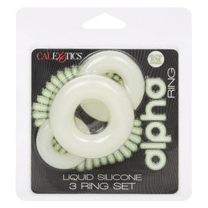 Alpha Glow-in-the-Dark Liquid Silicone 3 Ring Set - White - MyPleasure