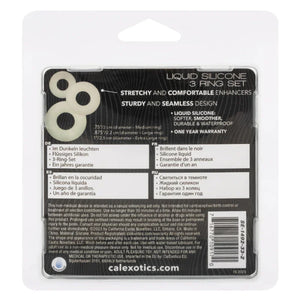 Alpha Glow-in-the-Dark Liquid Silicone 3 Ring Set - White - MyPleasure