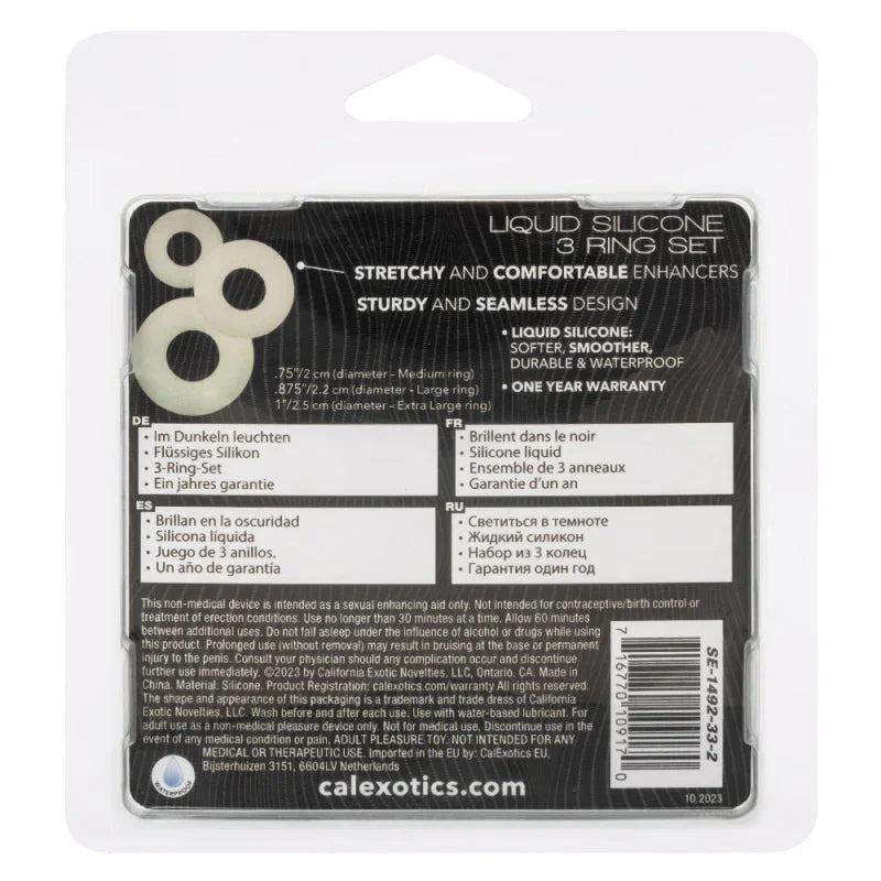 Alpha Glow-in-the-Dark Liquid Silicone 3 Ring Set - White - MyPleasure