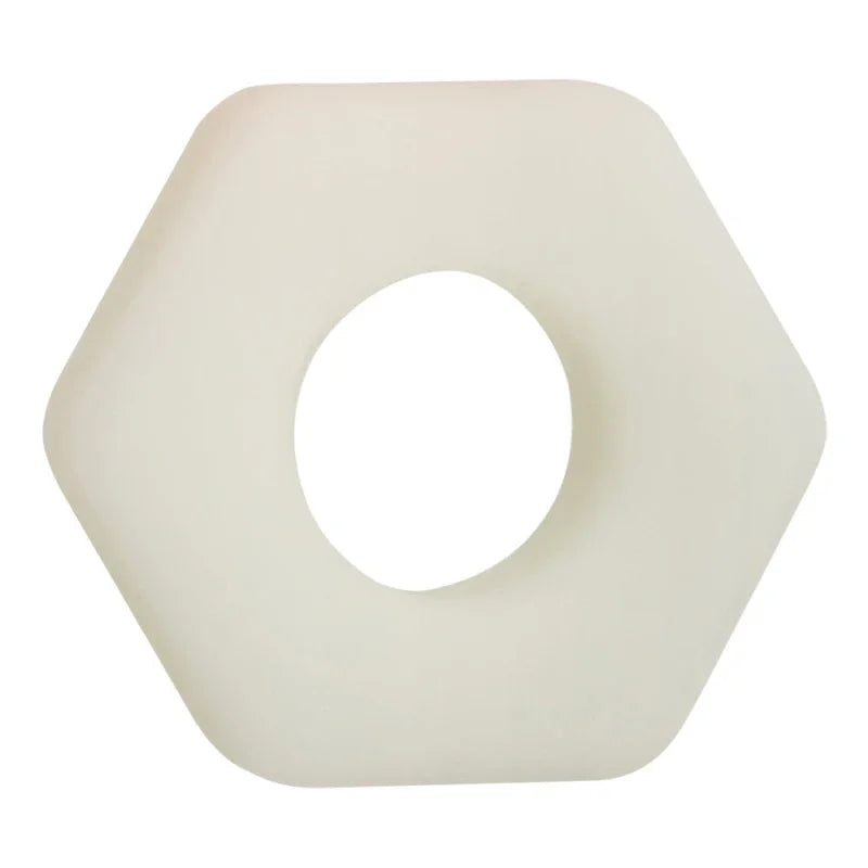 Alpha Glow-in-the-Dark Liquid Silicone Prolong Sexagon Ring - White - MyPleasure