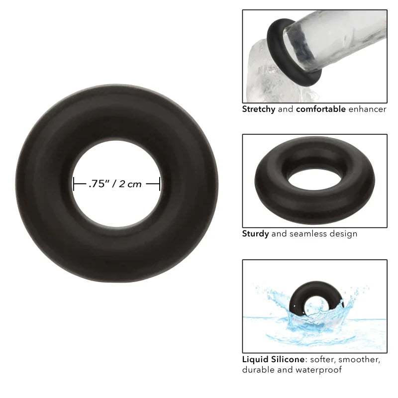Alpha Liquid Silicone Prolong Medium Ring - Black - MyPleasure