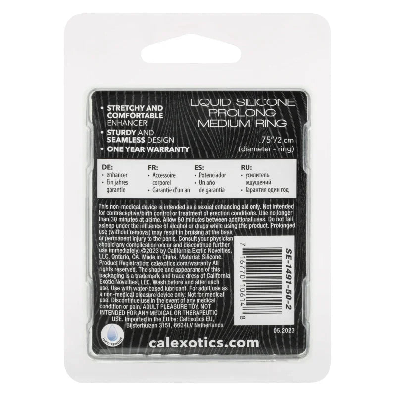 Alpha Liquid Silicone Prolong Medium Ring - Black - MyPleasure