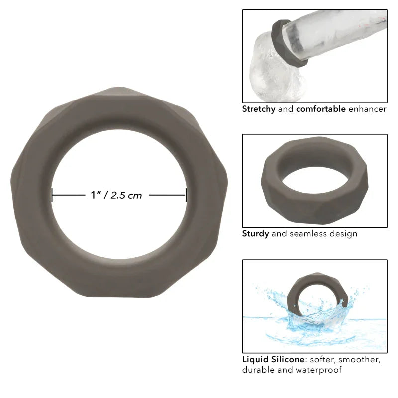 Alpha Liquid Silicone Prolong Prismatic Ring - Gray - MyPleasure