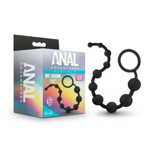 Anal Adventures - Platinum - Silicone 10 Anal Beads - Black - MyPleasure