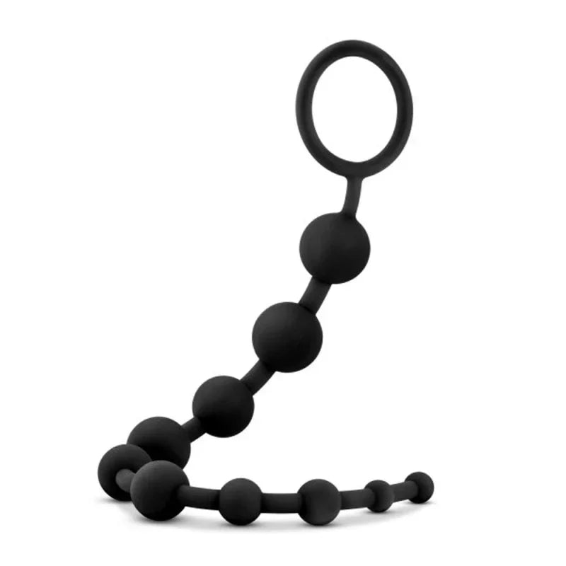 Anal Adventures - Platinum - Silicone 10 Anal Beads - Black - MyPleasure