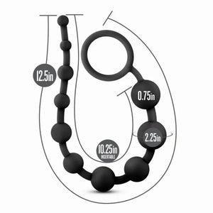 Anal Adventures - Platinum - Silicone 10 Anal Beads - Black - MyPleasure