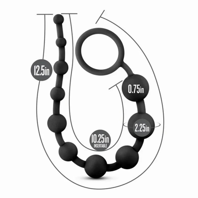 Anal Adventures - Platinum - Silicone 10 Anal Beads - Black - MyPleasure