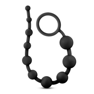 Anal Adventures - Platinum - Silicone 10 Anal Beads - Black - MyPleasure
