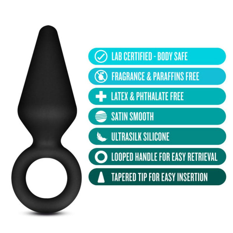 Anal Adventures - Platinum - Silicone Loop Plug - Small - Black