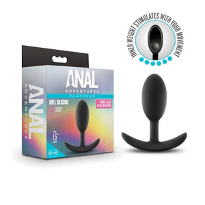 Anal Adventures - Platinum - Silicone Vibra Slim Plug -Medium - Black - MyPleasure