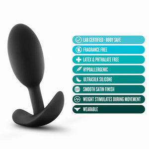 Anal Adventures - Platinum - Silicone Vibra Slim Plug -Medium - Black - MyPleasure