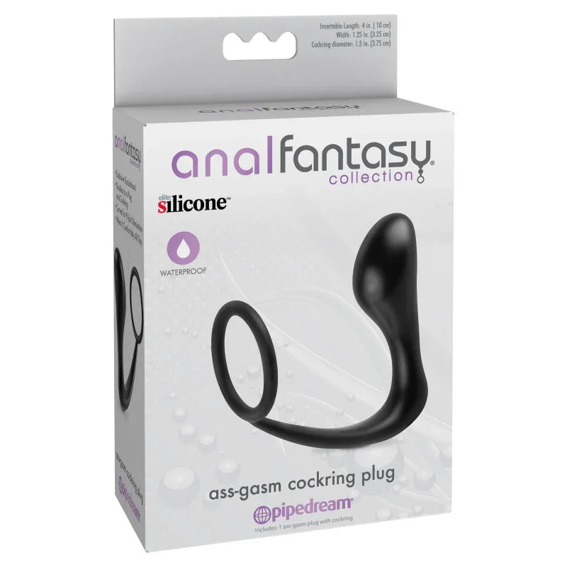 Anal Fantasy Collection Ass Gasm Cockring Plug - Black - MyPleasure