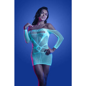 Ascension Long Sleeve Seamless Dress - One Size - White/blue - MyPleasure