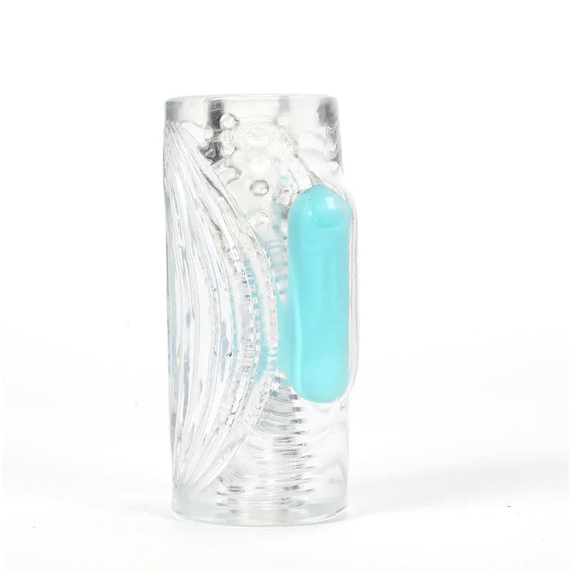 Aster Vibrating Male Masturbator With Bullet - Clear - MyPleasure