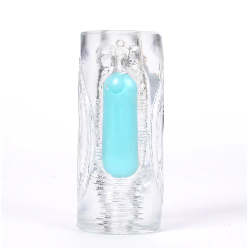 Aster Vibrating Male Masturbator With Bullet - Clear - MyPleasure