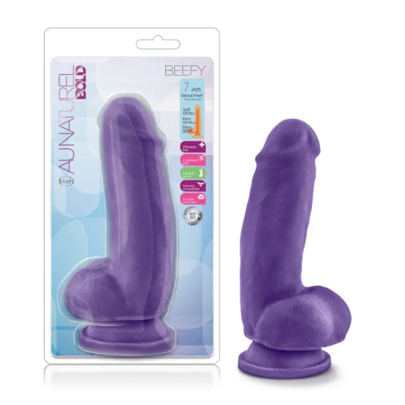 Au Natural - Bold - Beefy - 7 Inch Dildo - Purple - MyPleasure