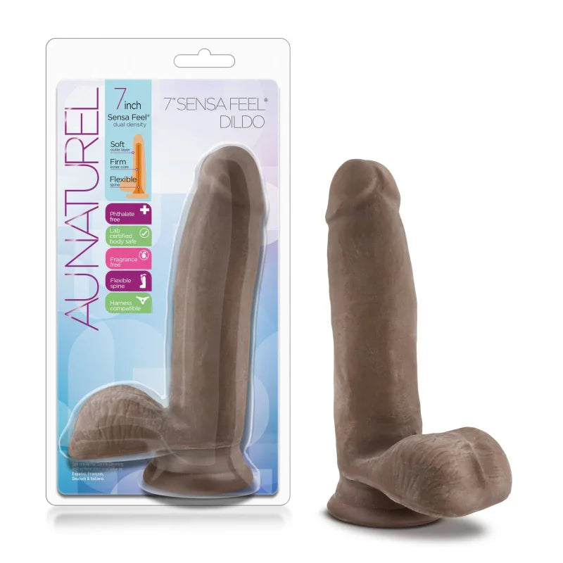 Au Naturel - 7" Sensa Feel Dildo - Chocolate - MyPleasure