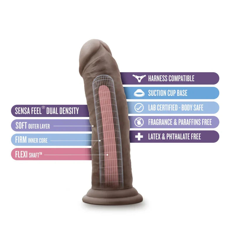 Au Naturel - 8 Inch Dildo With Suction Cup - Chocolate - MyPleasure