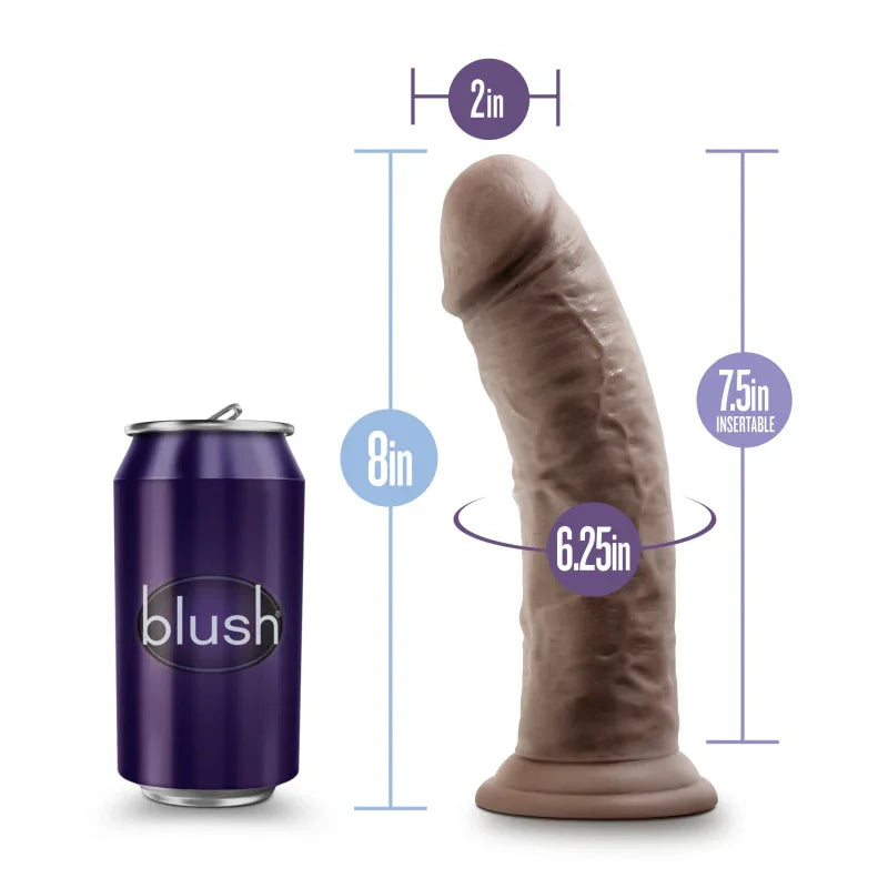 Au Naturel - 8 Inch Dildo With Suction Cup - Chocolate - MyPleasure