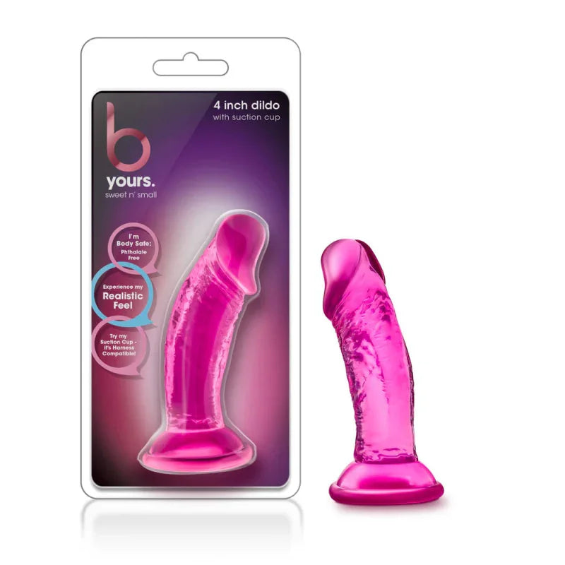 B Yours - Sweet n' Small 4 Inch Dildo With Suction Cup - Pink - MyPleasure