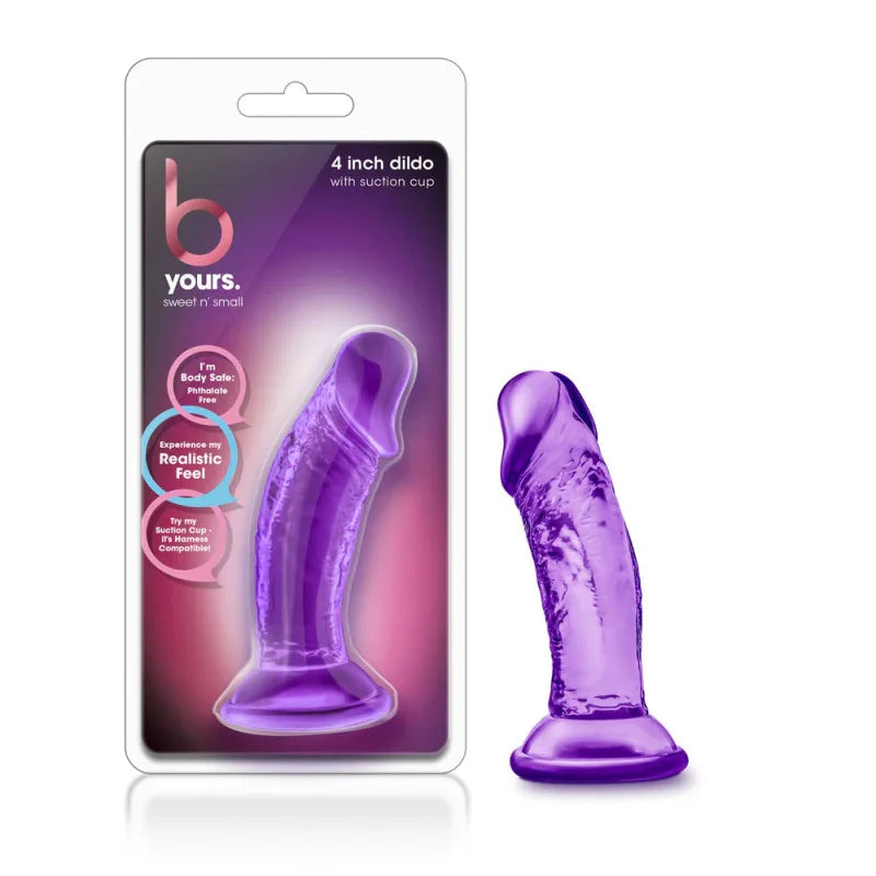 B Yours - Sweet n' Small 4 Inch Dildo With Suction Cup - Purple - MyPleasure