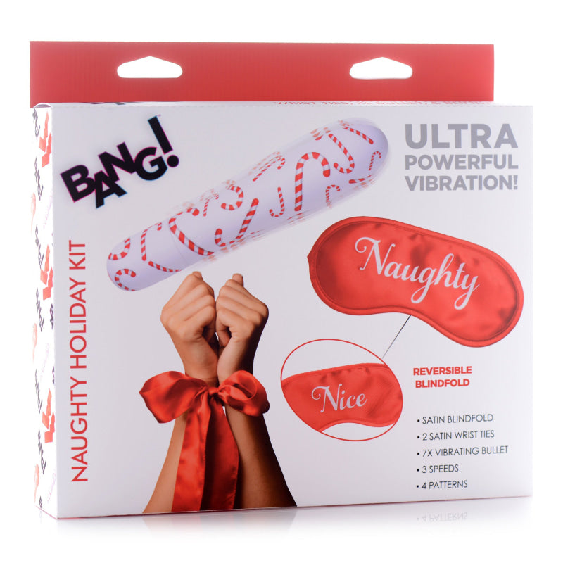 Bang - Naughty Holiday Kit - Wrist Ties XL Bullet  and Blindfold