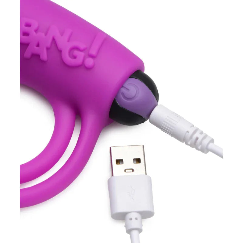Bang - Silicone Cock Ring and Bullet With Remote Control - Purple - MyPleasure
