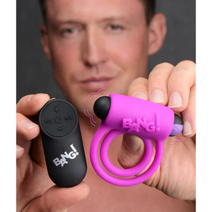 Bang - Silicone Cock Ring and Bullet With Remote Control - Purple - MyPleasure