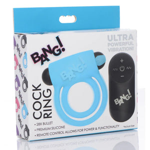 Bang - Silicone Cockring and Bullet With Remote Control - Blue - MyPleasure