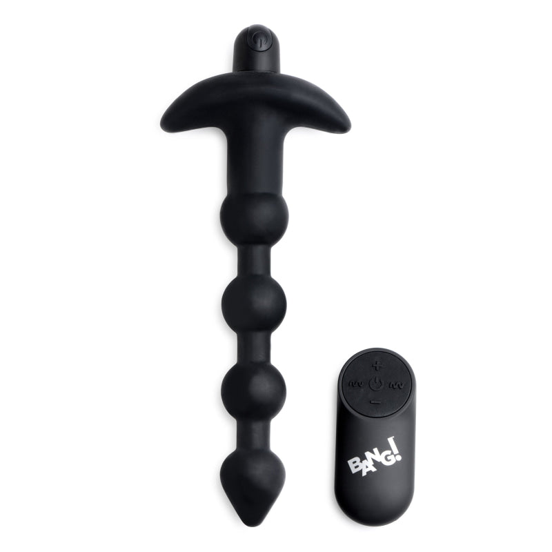 Bang - Vibrating Silicone Anal Beads and Remote Black