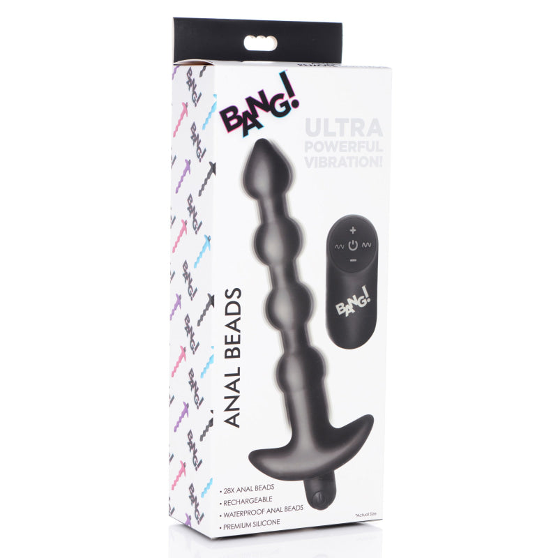 Bang - Vibrating Silicone Anal Beads and Remote Black