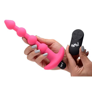 Bang - Vibrating Silicone Anal Beads and Remote Control - Pink - MyPleasure