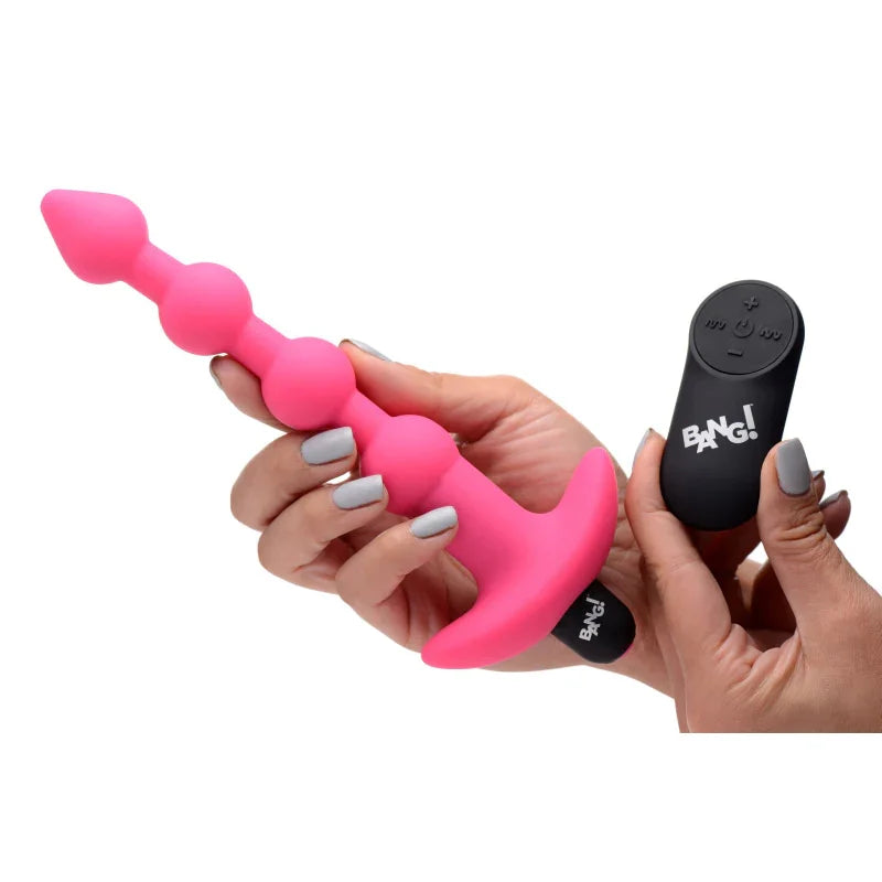 Bang - Vibrating Silicone Anal Beads and Remote Control - Pink - MyPleasure