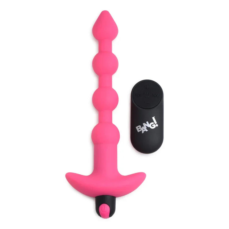Bang - Vibrating Silicone Anal Beads and Remote Control - Pink - MyPleasure