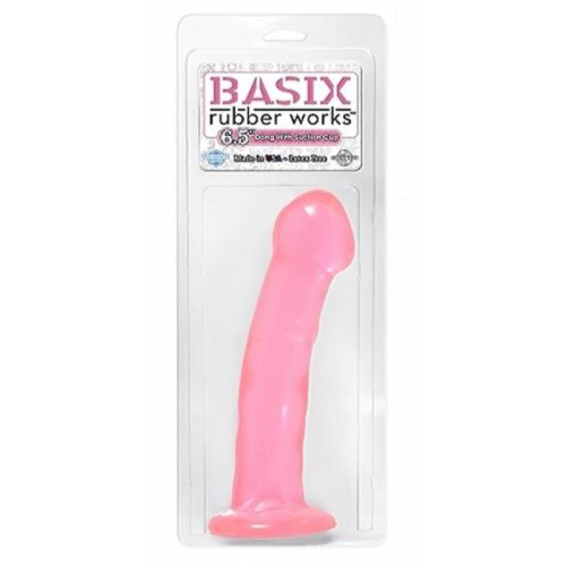 Basix Rubber Works - 6.5 Inch Dong With Suction Cup - Pink