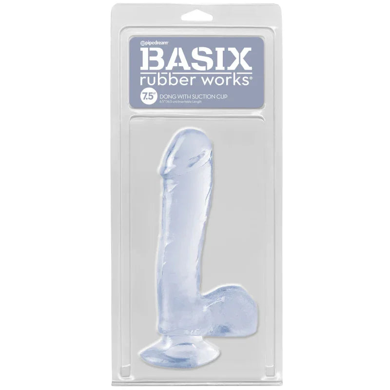 Basix Rubber Works - 7.5 Inch Dong With Suction Cup - Clear - MyPleasure