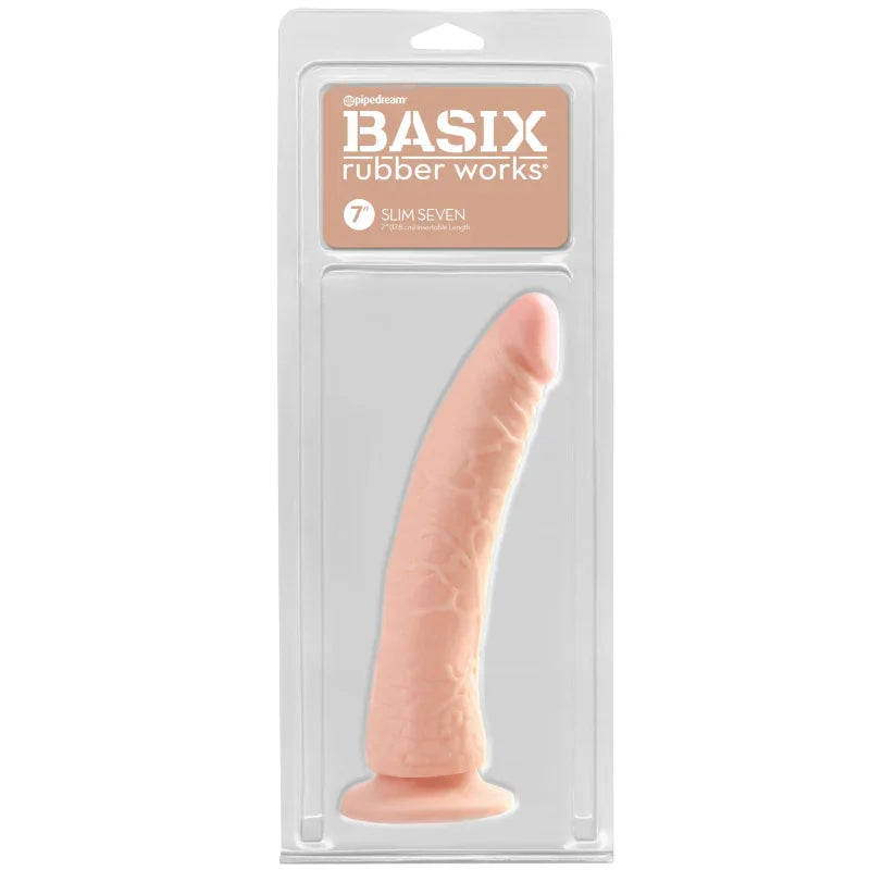 Basix Rubber Works - Slim 7 Inch With Suction Cup - Flesh - MyPleasure