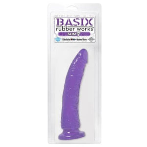 Basix Rubber Works - Slim 7 Inch With Suction Cup - Purple - MyPleasure