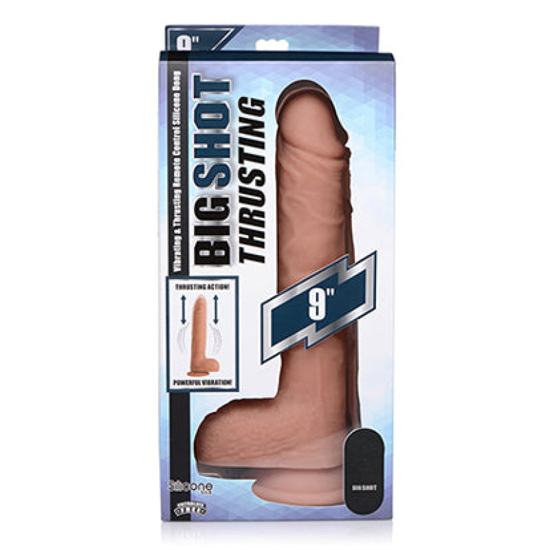 Big Shot 9 Inch Silicone Thrusting Dildo With - Balls and Remote