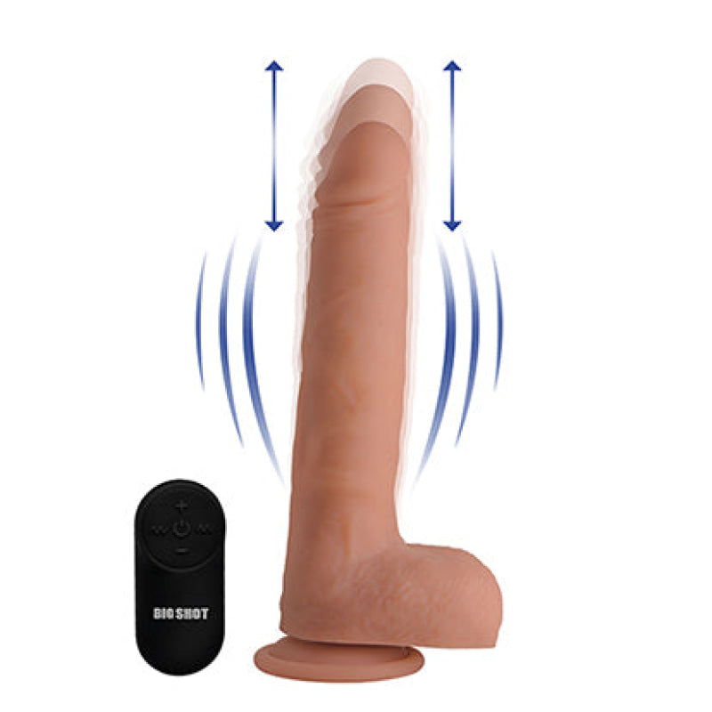 Big Shot 9 Inch Silicone Thrusting Dildo With - Balls and Remote