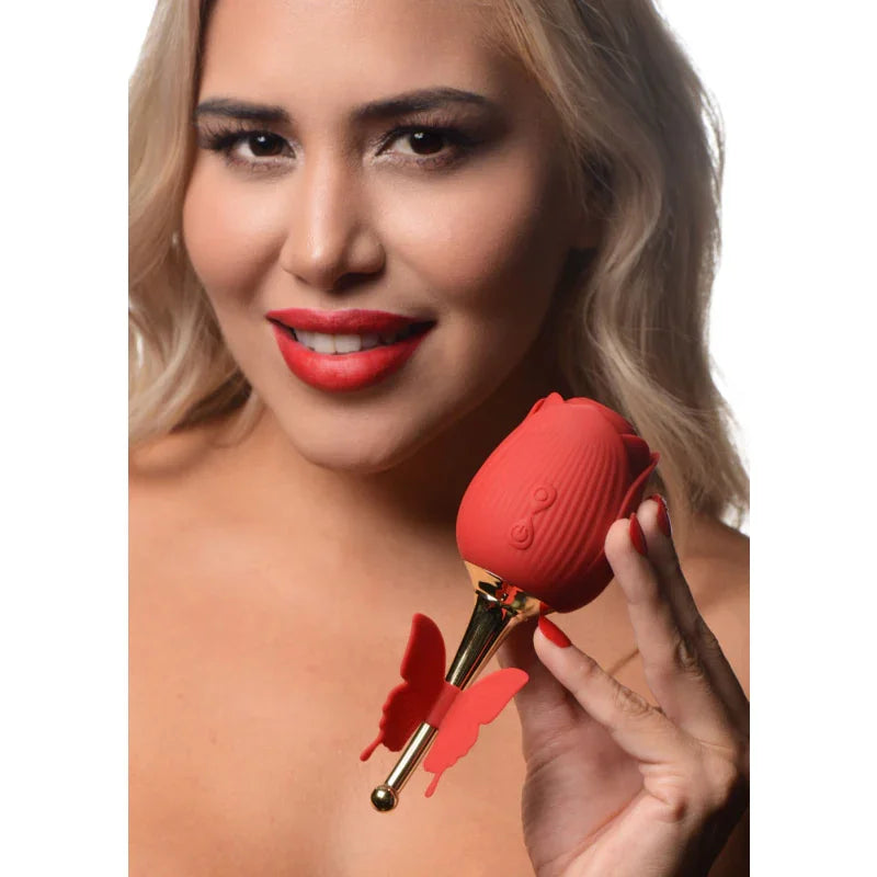 Bloomgasm Flutter Rose Sucking Rose With Butterfly Teaser - Red - MyPleasure