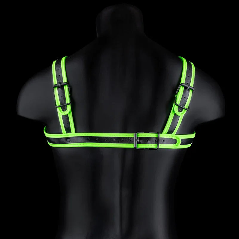 Bonded Leather Buckle Harness - Small/medium - Glow in the Dark - MyPleasure