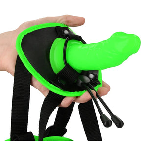 Bonded Leather Strap-on With Silicone Dildo 5.7 Inch - Glow in the Dark - MyPleasure