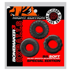Bonemark 3-Pack Boner Cockring Kit - Black - MyPleasure