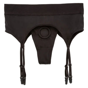 Boundless Thong With Garter - S/m - Black - MyPleasure