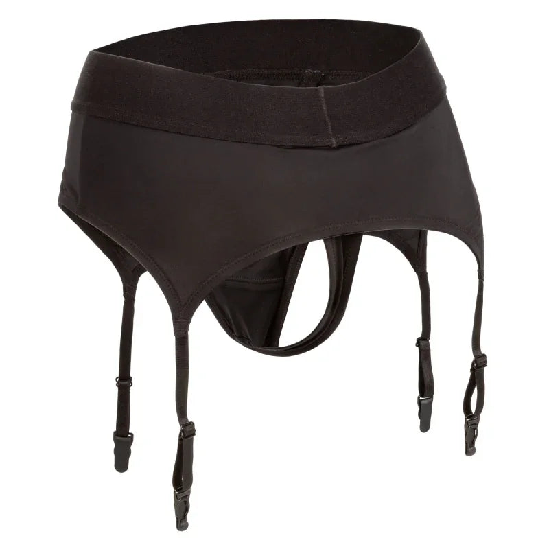 Boundless Thong With Garter - S/m - Black - MyPleasure