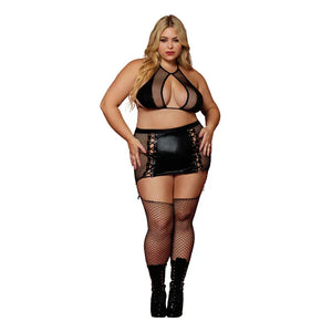 Bralett and Garter Skirt - Queen Size - Black - MyPleasure