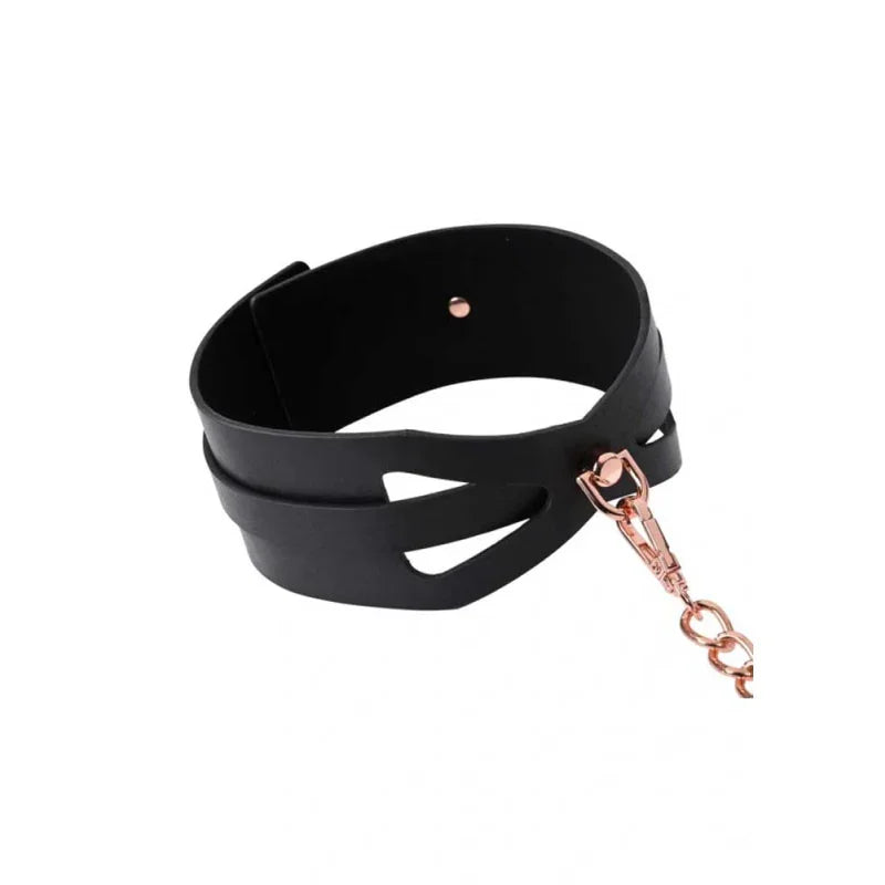 Brat Collar and Leash - Black / Rose Gold - MyPleasure