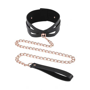Brat Collar and Leash - Black / Rose Gold - MyPleasure