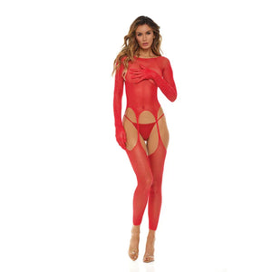 Bring It Over Bodystocking - One Size - Red - MyPleasure